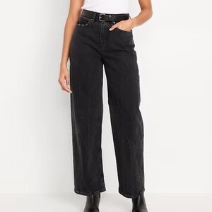 NWT Old Navy curvy extra high waisted wide leg jeans black wash